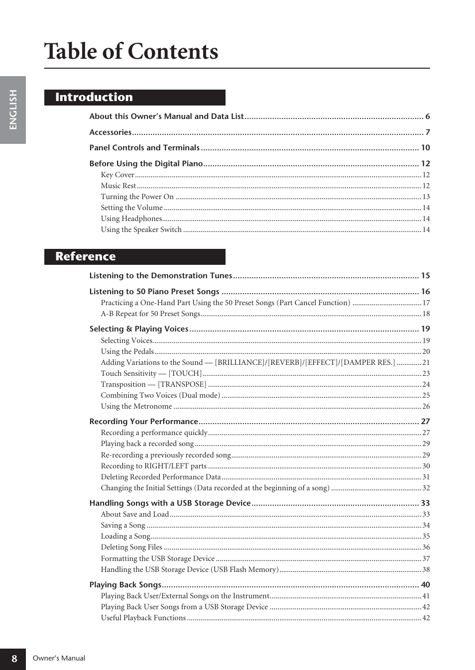 Yamaha ARIUS YDP-181 User Manual | Page 8 / 70