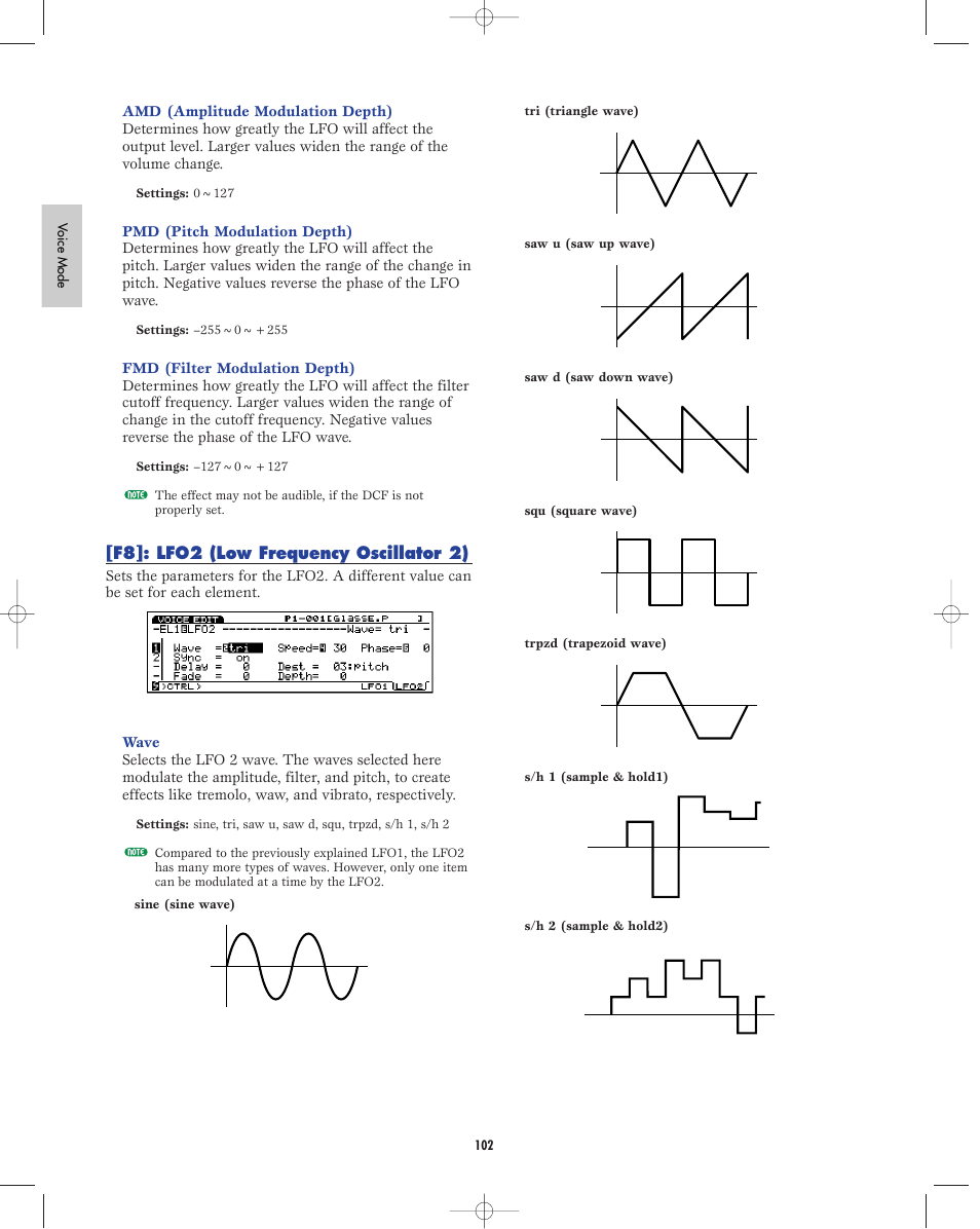 F8:lfo2 | Yamaha EX5R User Manual | Page 102 / 304