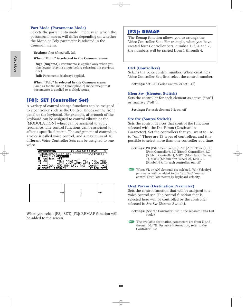 F8:controller set, F3:remap | Yamaha EX5R User Manual | Page 104 / 304