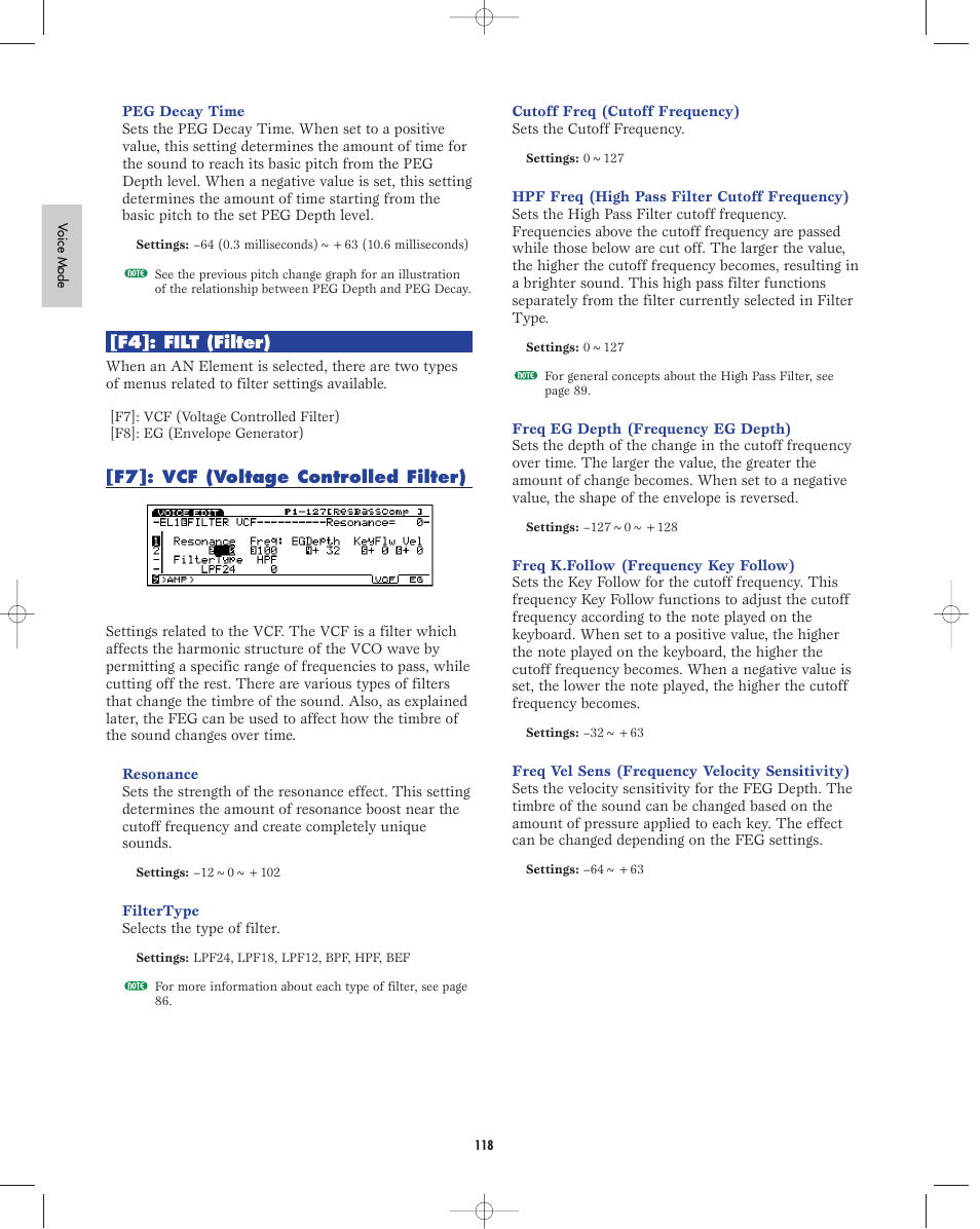 F4:filter, F7:vcf | Yamaha EX5R User Manual | Page 118 / 304