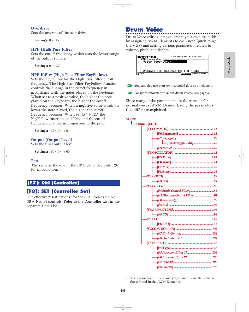 Drum+[edit, Drum voice | Yamaha EX5R User Manual | Page 141 / 304