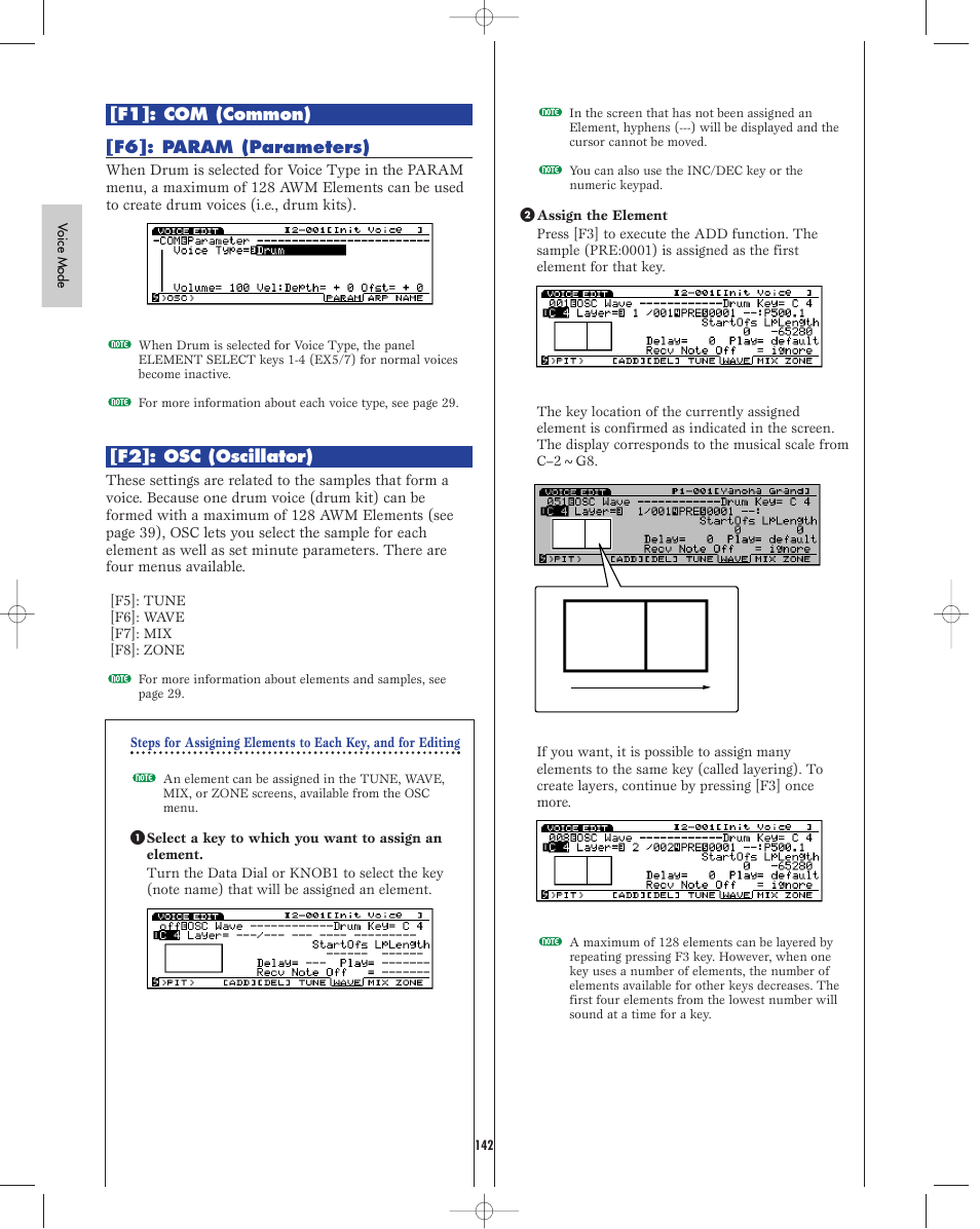 F1:common, F6:parameter, F2:oscillator | Yamaha EX5R User Manual | Page 142 / 304