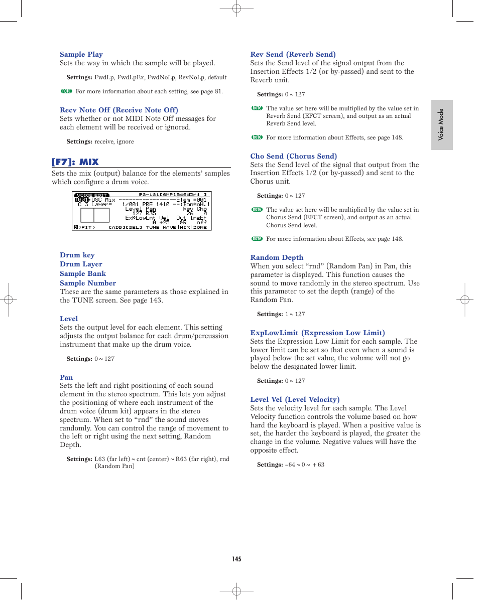 F7:mix | Yamaha EX5R User Manual | Page 145 / 304