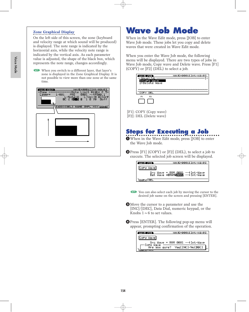 Wave job mode, Steps for executing a job | Yamaha EX5R User Manual | Page 154 / 304