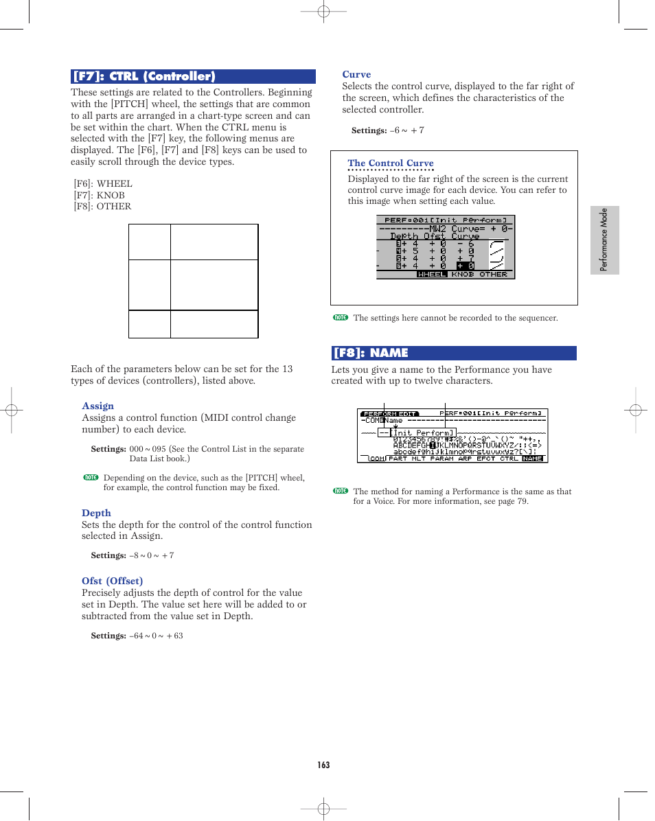 F7]: ctrl (controller), F8]: name | Yamaha EX5R User Manual | Page 163 / 304