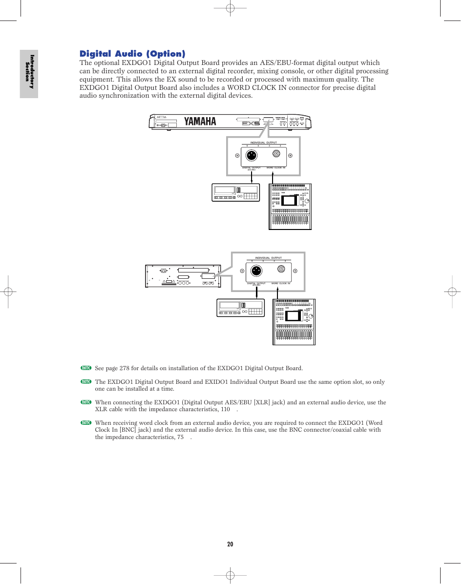 Digital audio (option), Ac inlet | Yamaha EX5R User Manual | Page 20 / 304