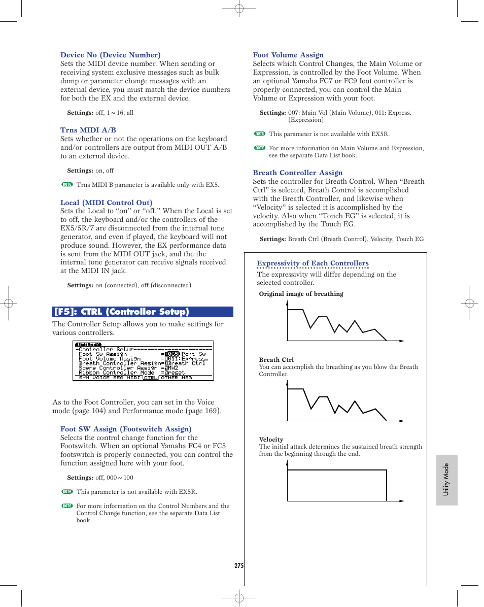 F5]: ctrl (controller setup) | Yamaha EX5R User Manual | Page 275 / 304