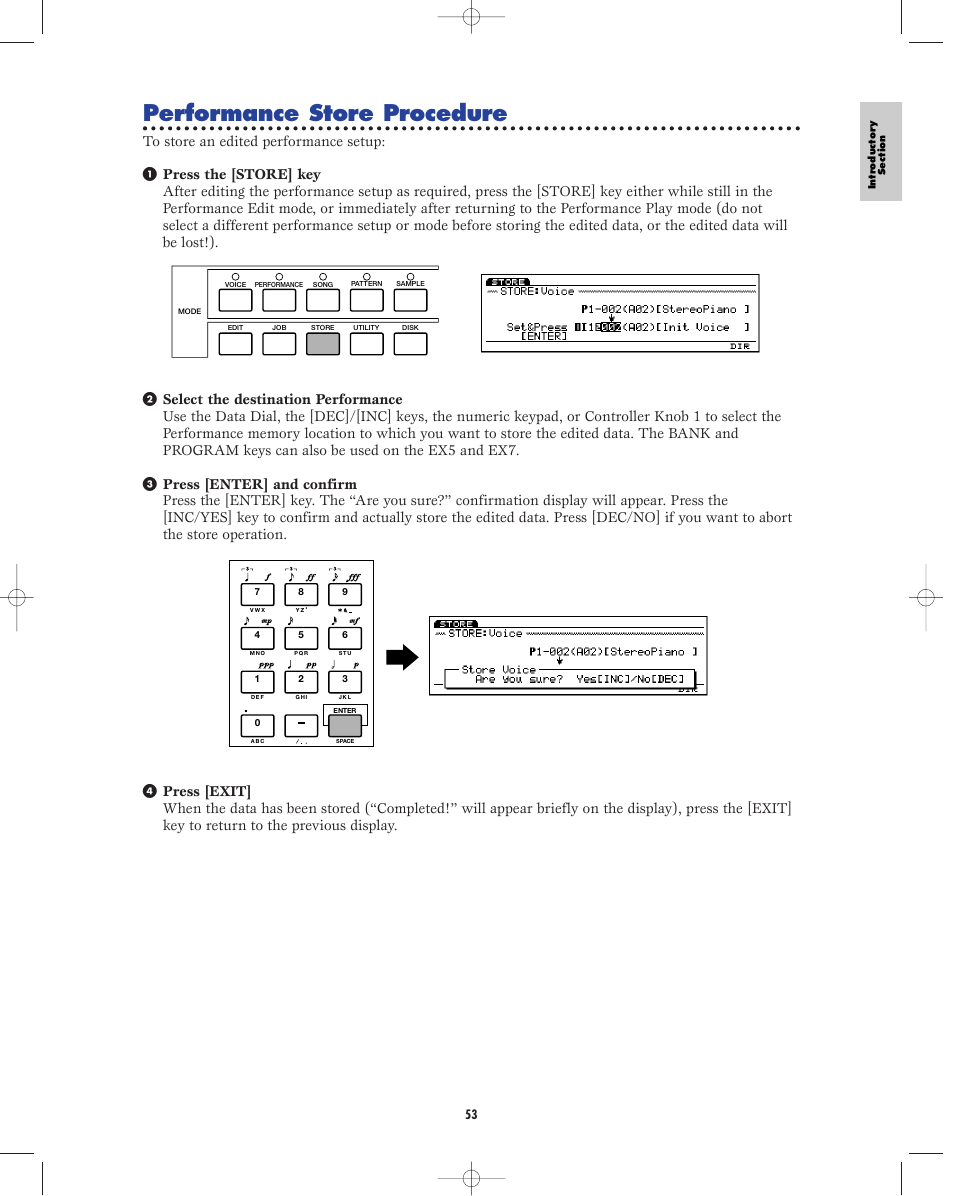 Performance store procedure | Yamaha EX5R User Manual | Page 53 / 304