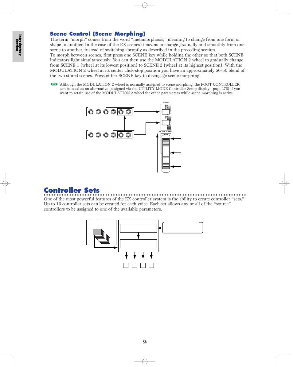 Controller sets, Scene control (scene morphing) | Yamaha EX5R User Manual | Page 58 / 304