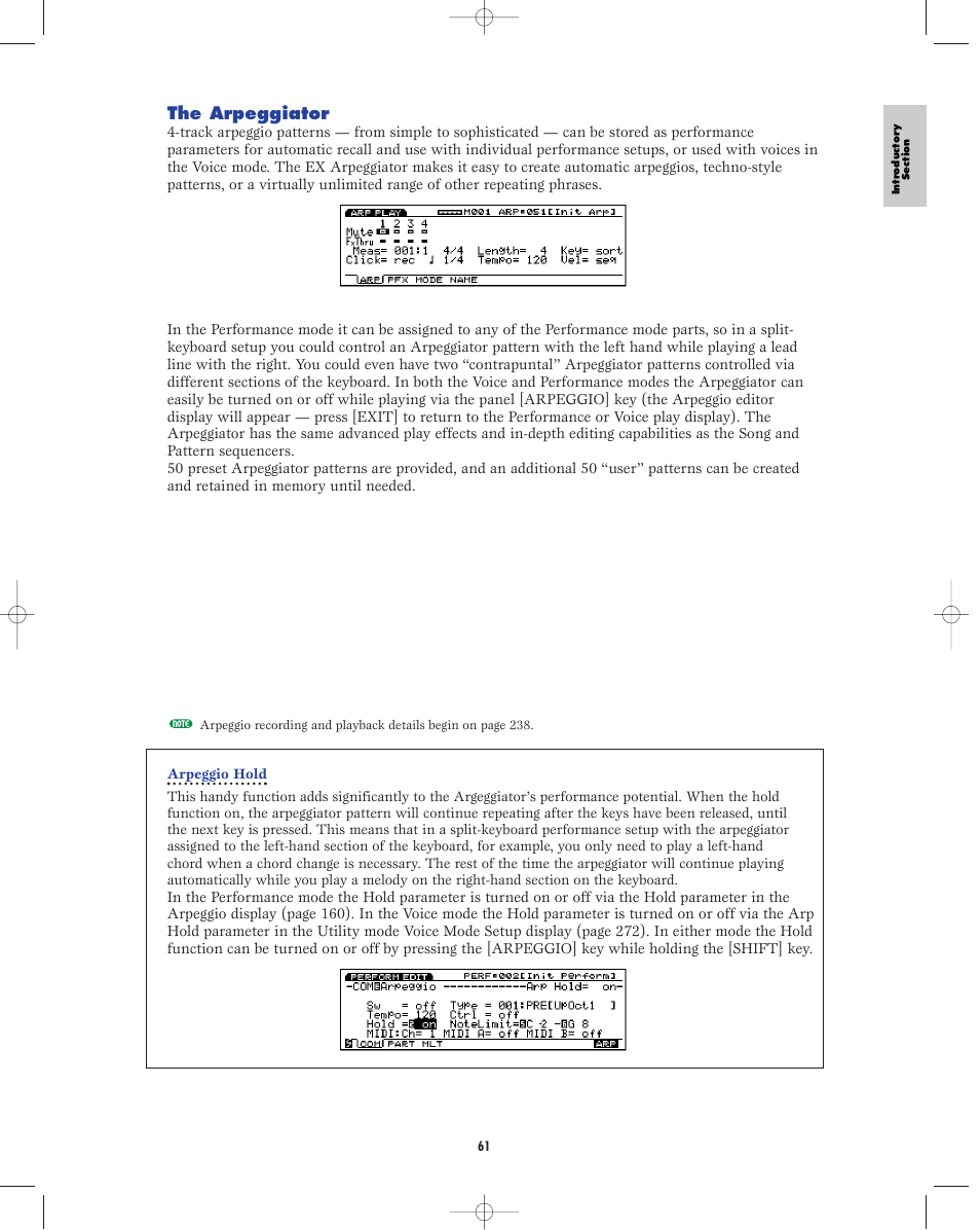 The arpeggiator | Yamaha EX5R User Manual | Page 61 / 304