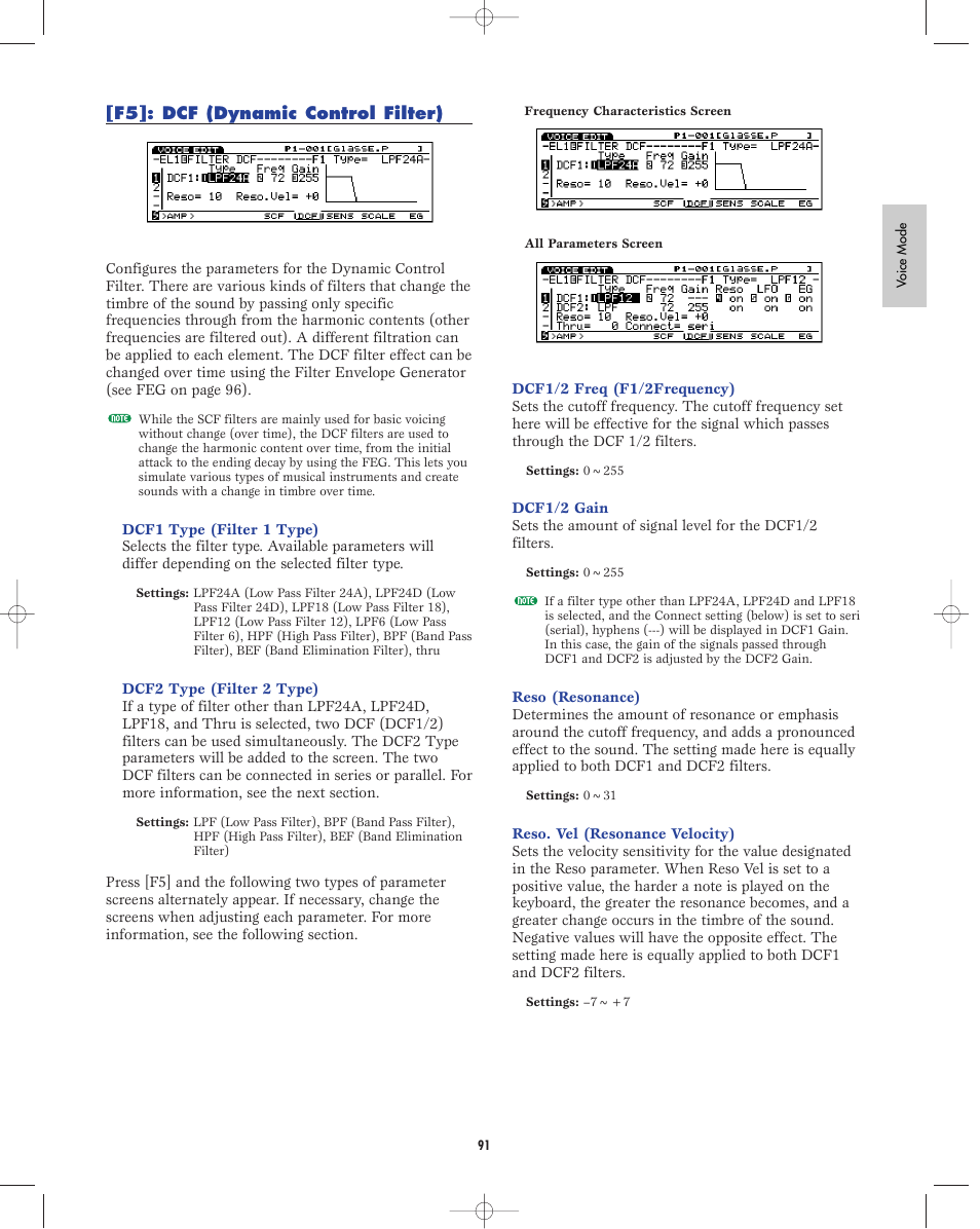 F5:dinamic control filter | Yamaha EX5R User Manual | Page 91 / 304