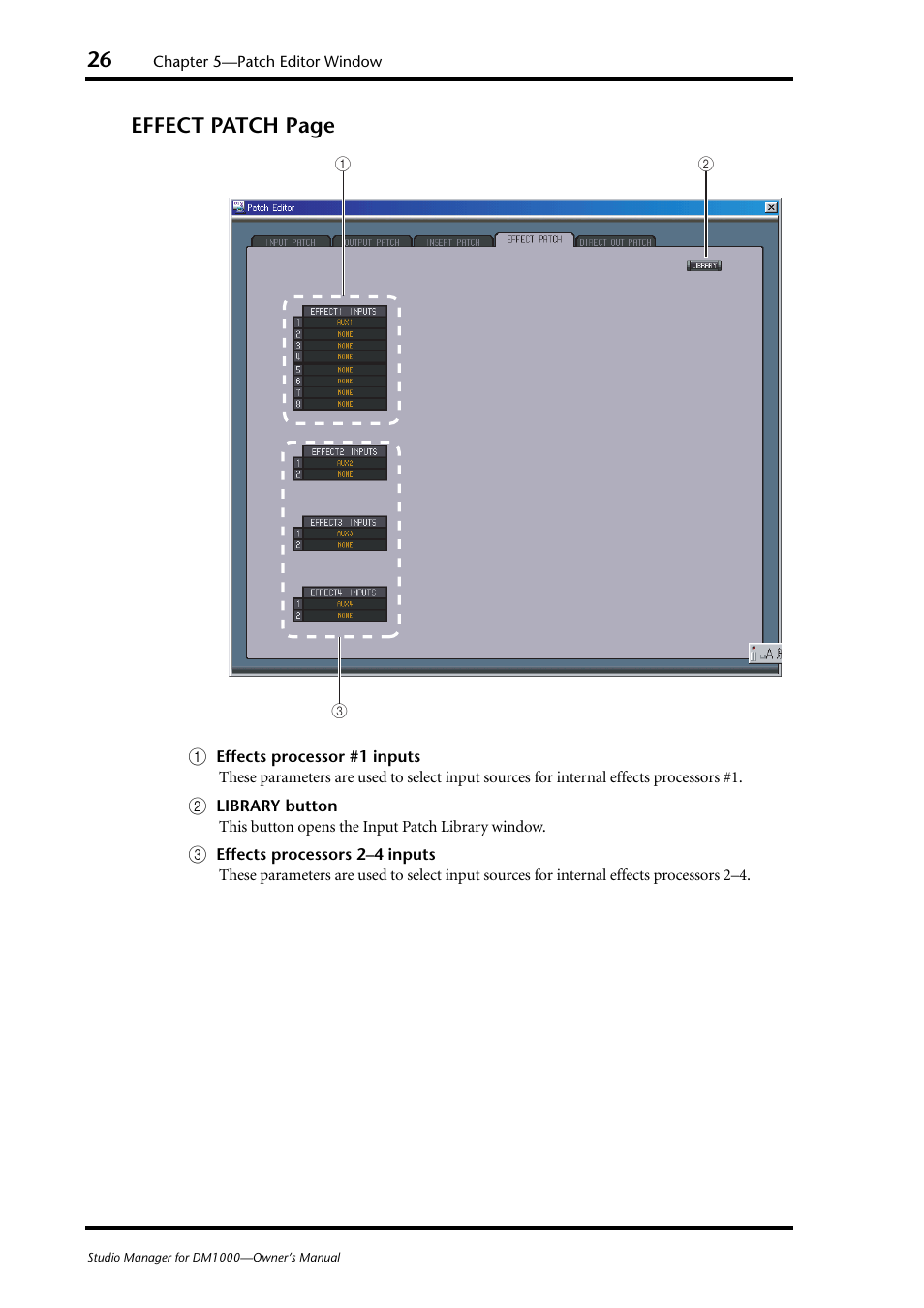 Effect patch page | Yamaha DM 1000 User Manual | Page 26 / 34