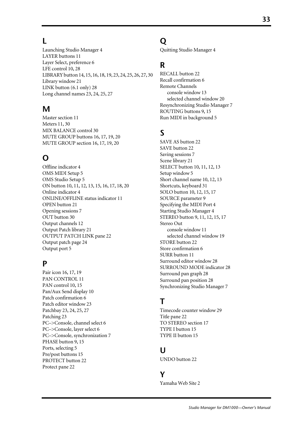 Yamaha DM 1000 User Manual | Page 33 / 34