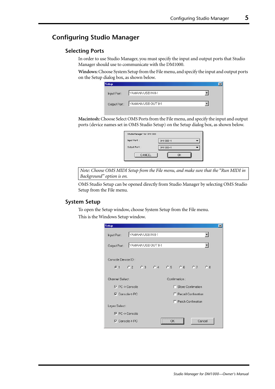 Configuring studio manager | Yamaha DM 1000 User Manual | Page 5 / 34