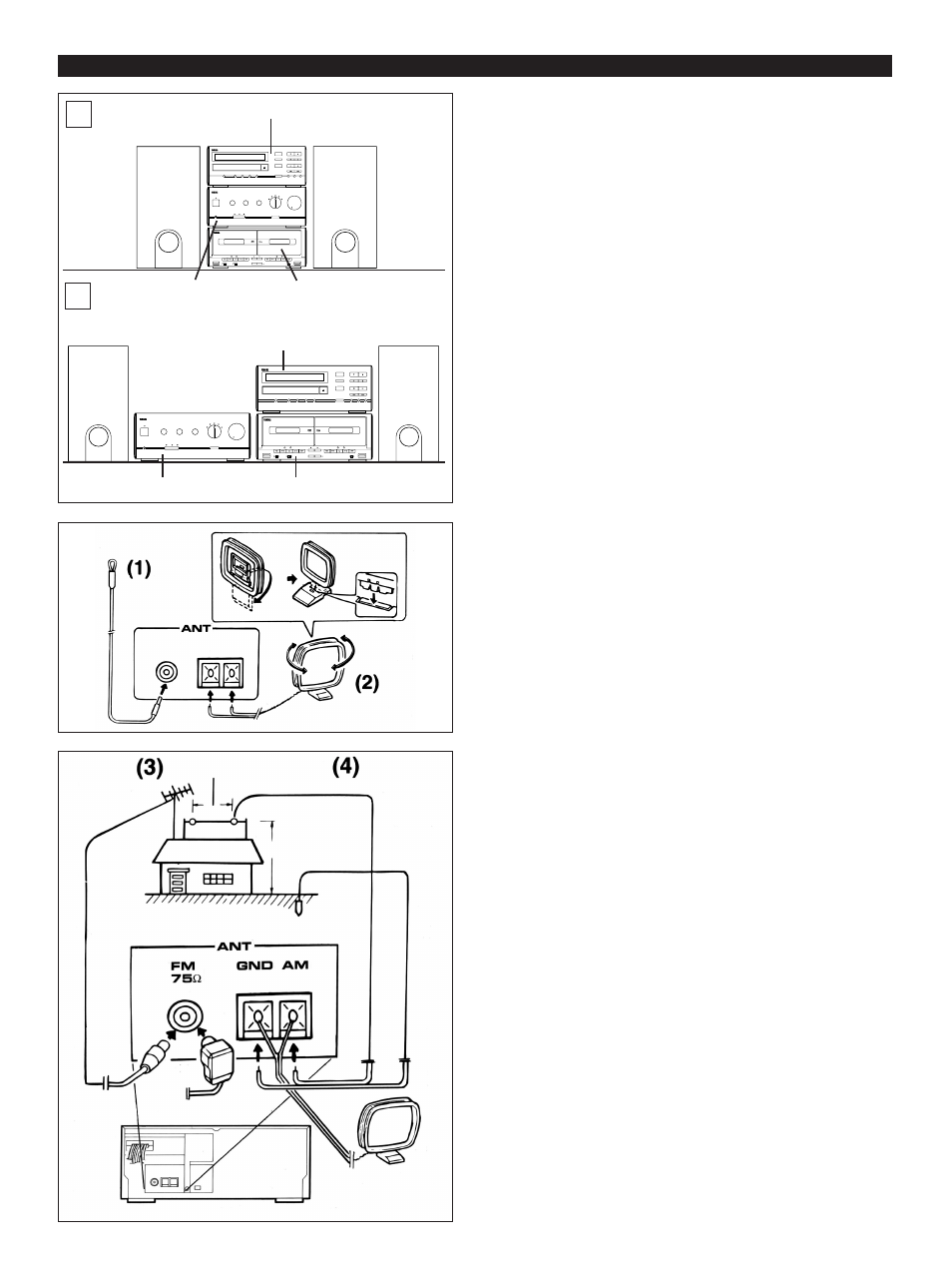 Preparation for use, Placing the system, Antenna connection | Yamaha CC-5 User Manual | Page 12 / 40