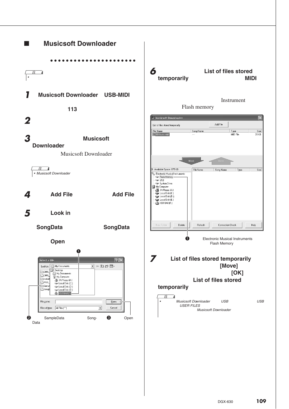 Musicsoft downloader | Yamaha DGX-630 User Manual | Page 109 / 154