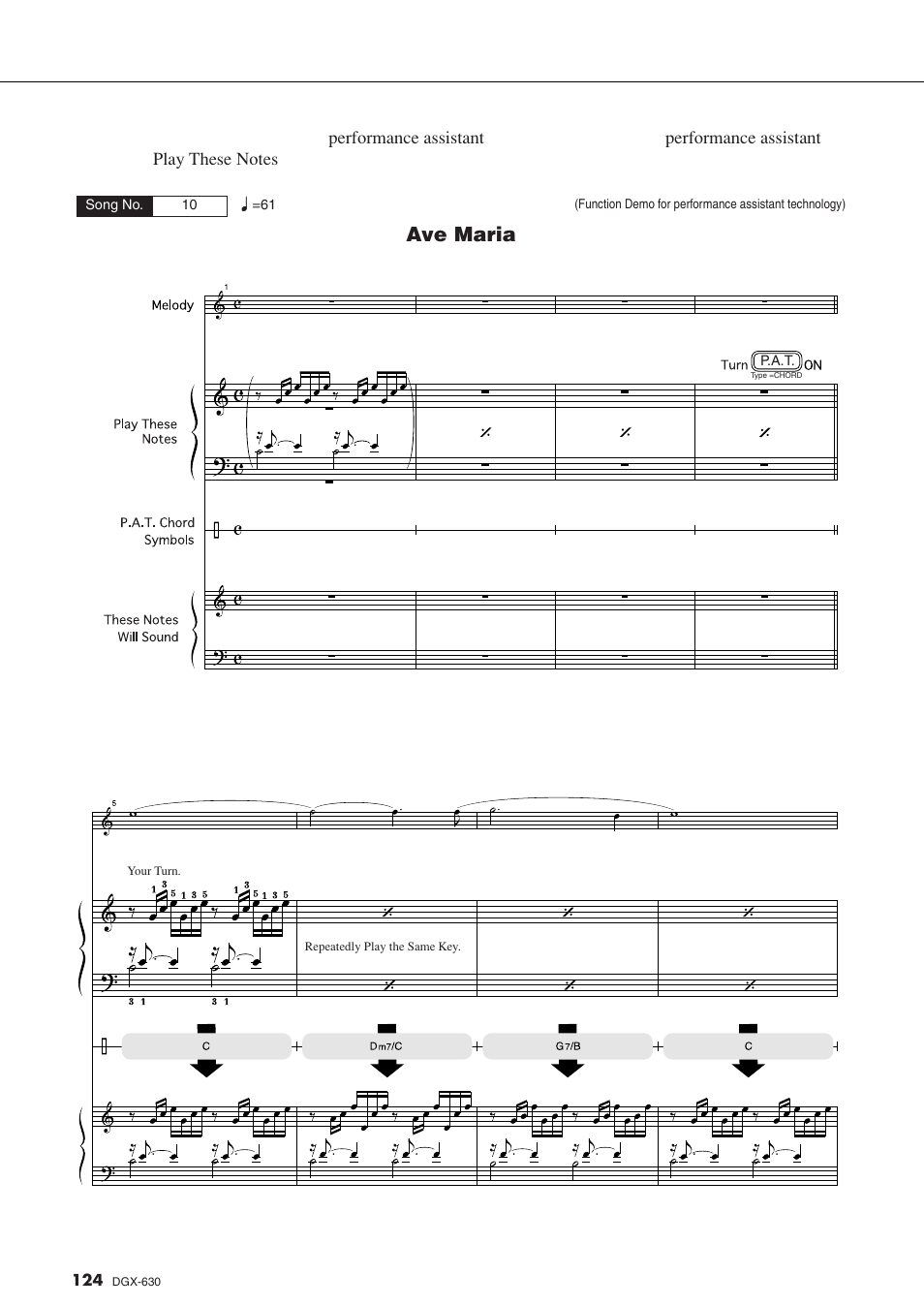 Ave maria | Yamaha DGX-630 User Manual | Page 124 / 154