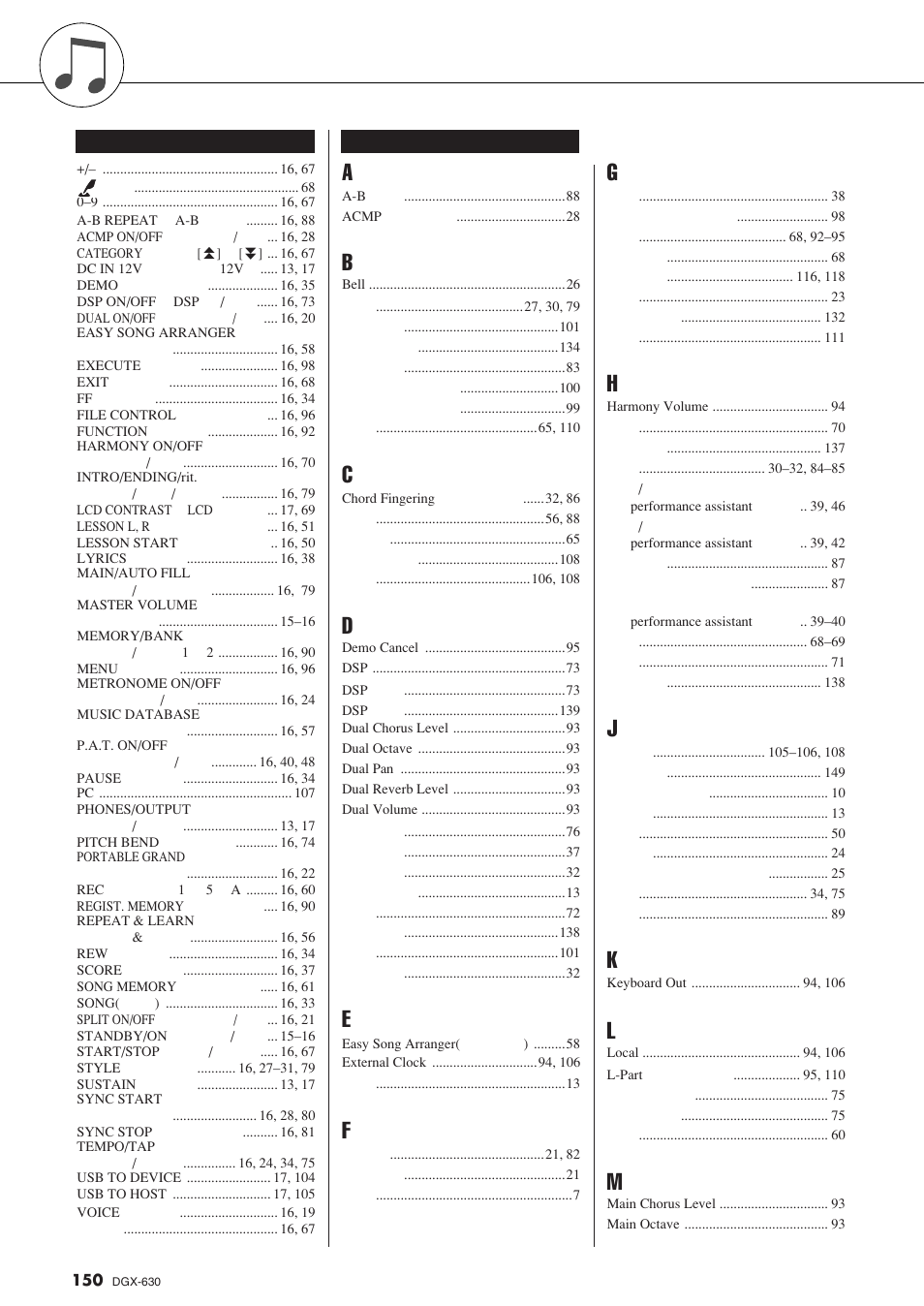 Yamaha DGX-630 User Manual | Page 150 / 154