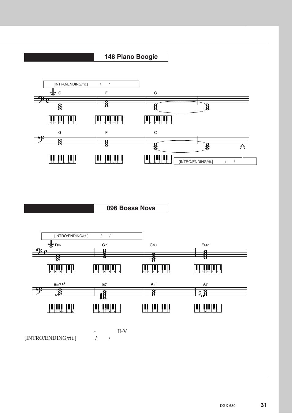 Ii-v, Intro/ending/rit | Yamaha DGX-630 User Manual | Page 31 / 154