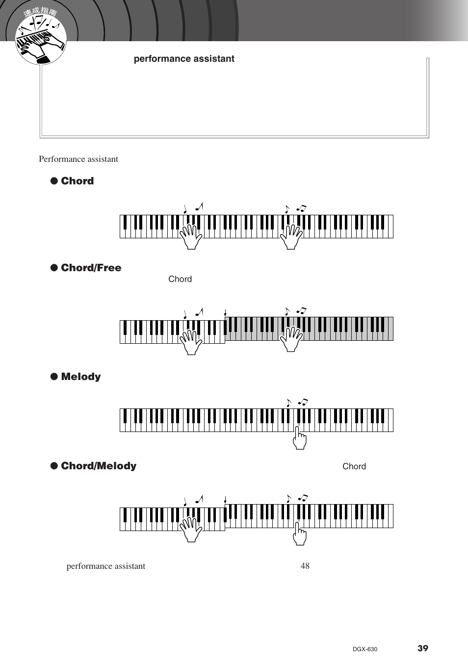 轻松演奏钢琴 | Yamaha DGX-630 User Manual | Page 39 / 154