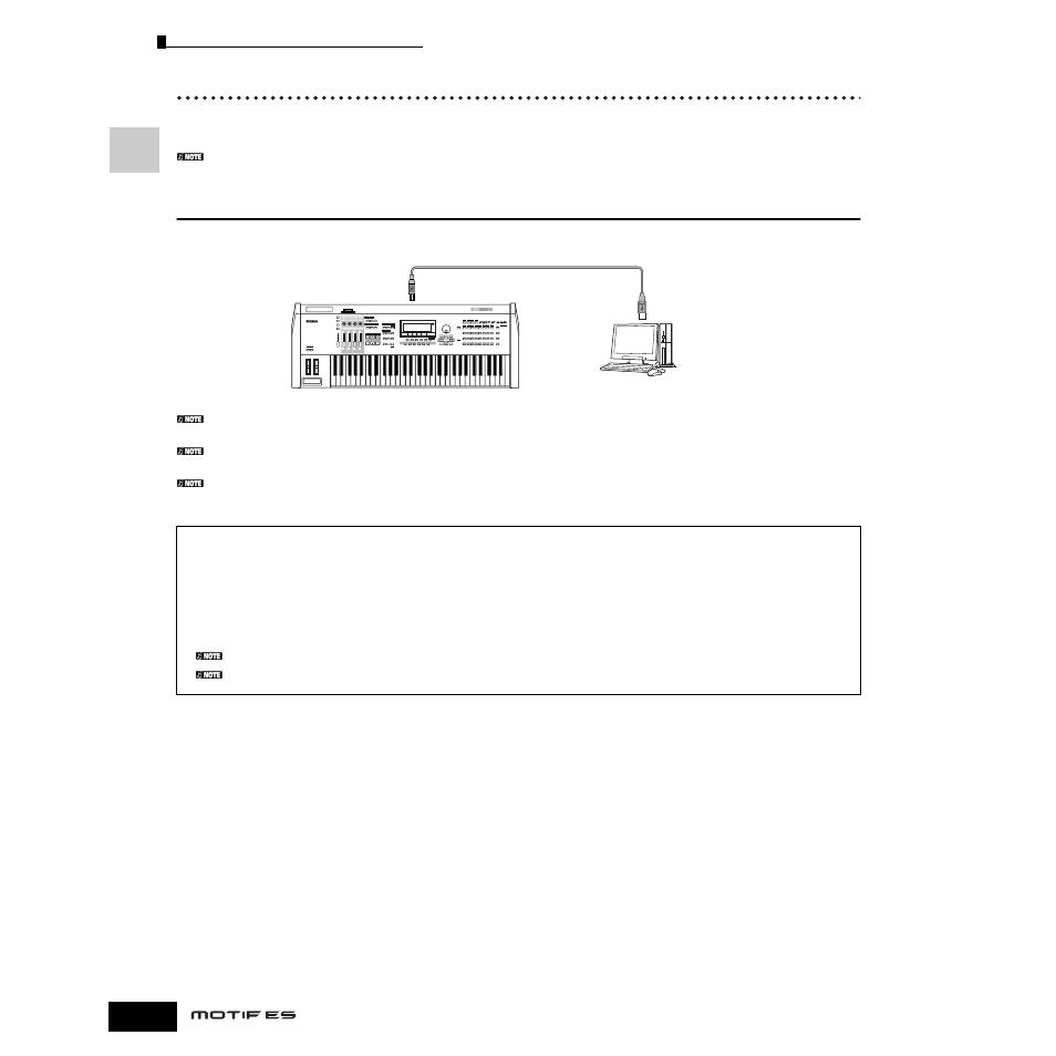 コンピューターとの接続, Music production synthesizer | Yamaha Motify ES8 User Manual | Page 38 / 300