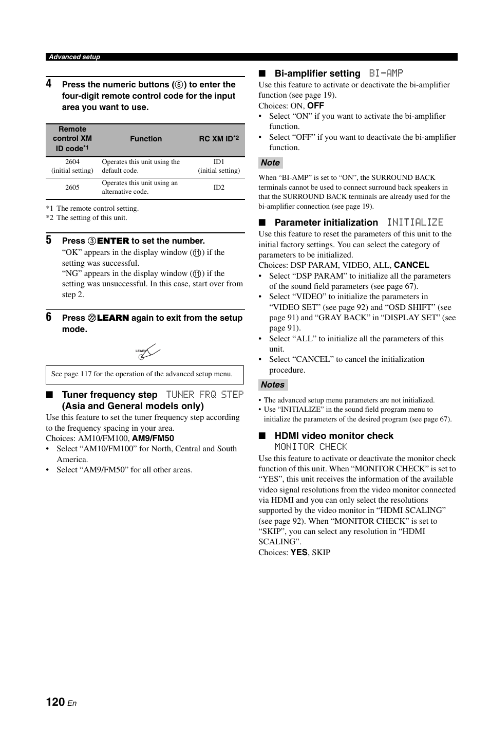 P. 120 | Yamaha RX-V1800 User Manual | Page 124 / 157