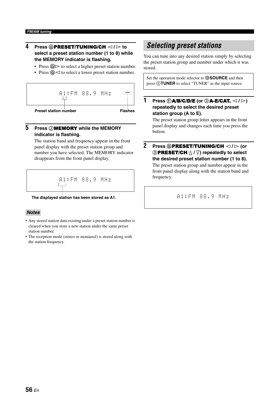 Selecting preset stations | Yamaha RX-V1800 User Manual | Page 60 / 157