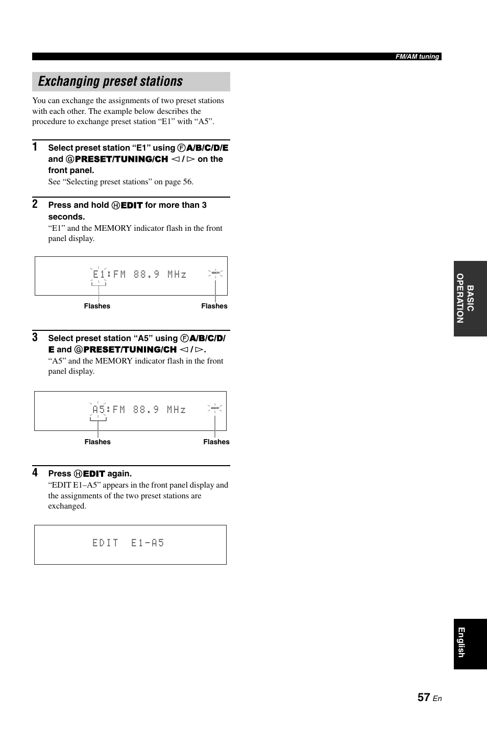 Exchanging preset stations | Yamaha RX-V1800 User Manual | Page 61 / 157