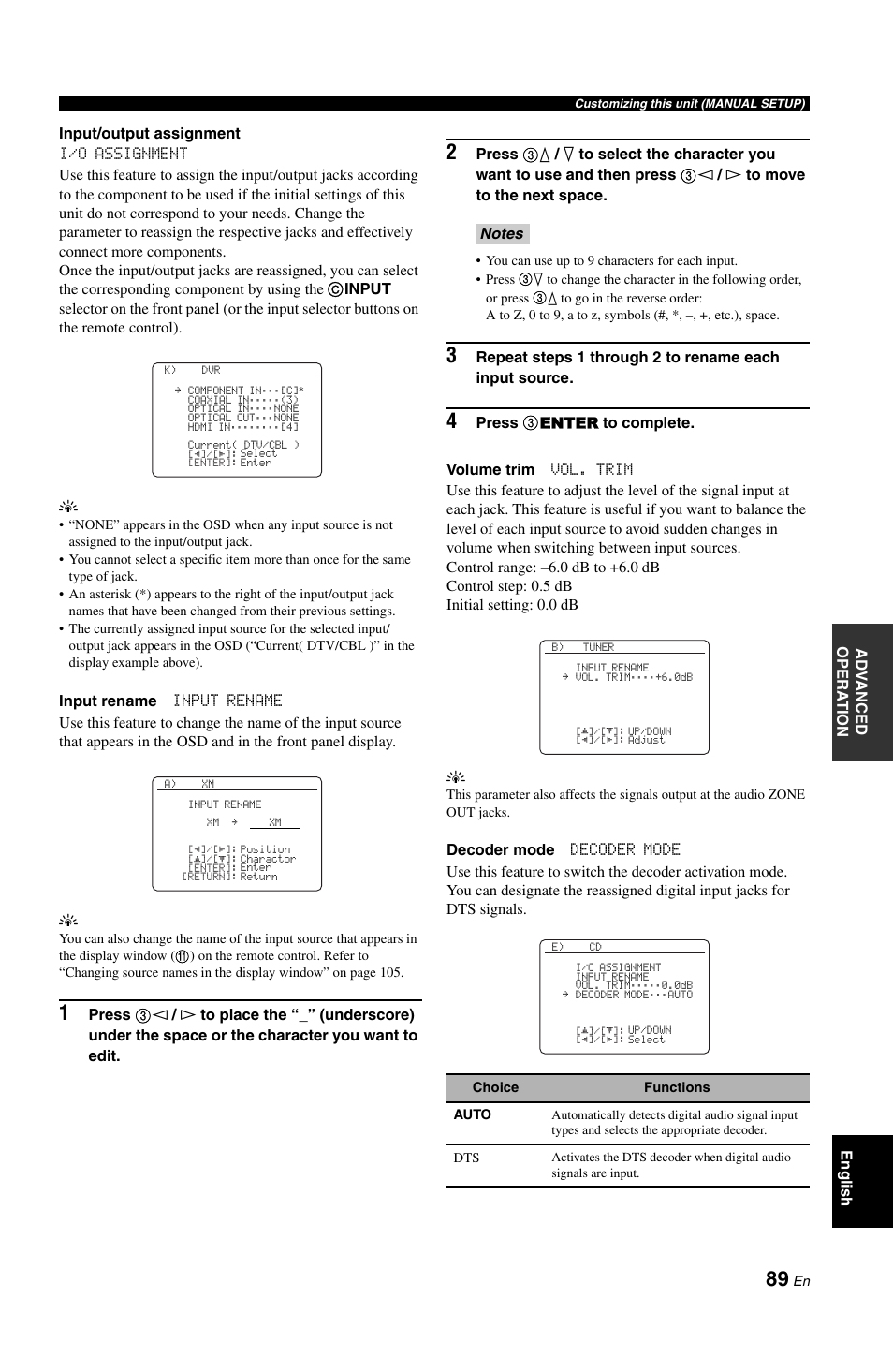 P. 89 | Yamaha RX-V1800 User Manual | Page 93 / 157