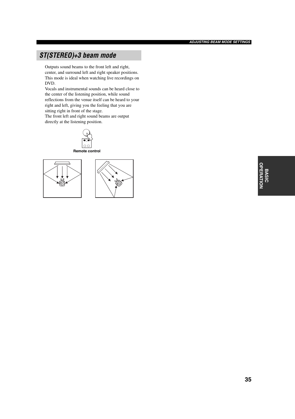 St(stereo)+3 beam mode | Yamaha YSP-1 User Manual | Page 41 / 70