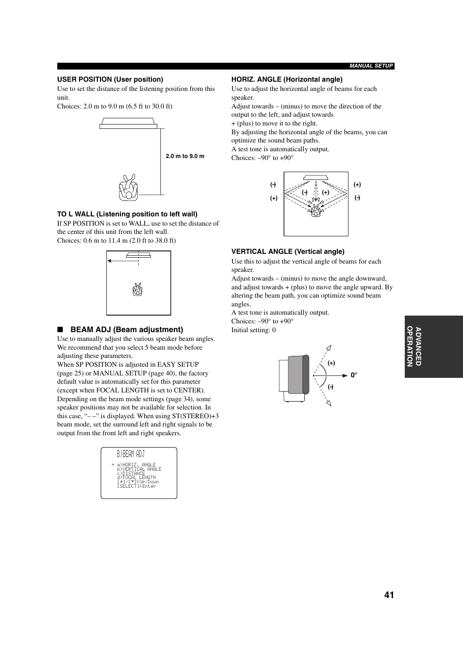 B)beam adj | Yamaha YSP-1 User Manual | Page 47 / 70
