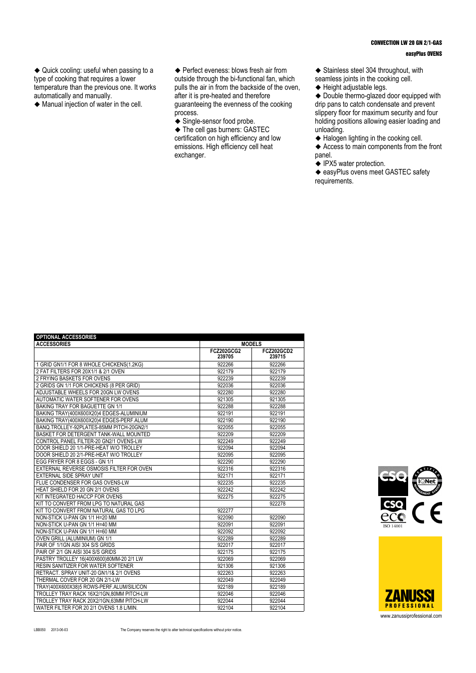 Zanussi | Zanussi EasyPlus FCZ202GCD User Manual | Page 2 / 3