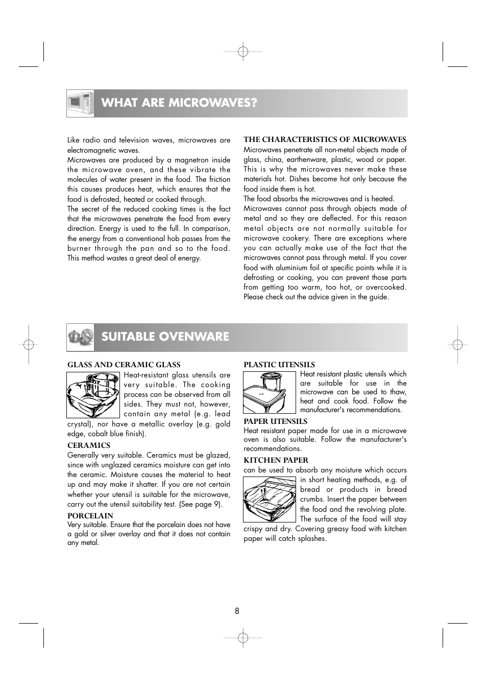 What are microwaves? suitable ovenware | Zanussi ZM266STG User Manual | Page 10 / 56