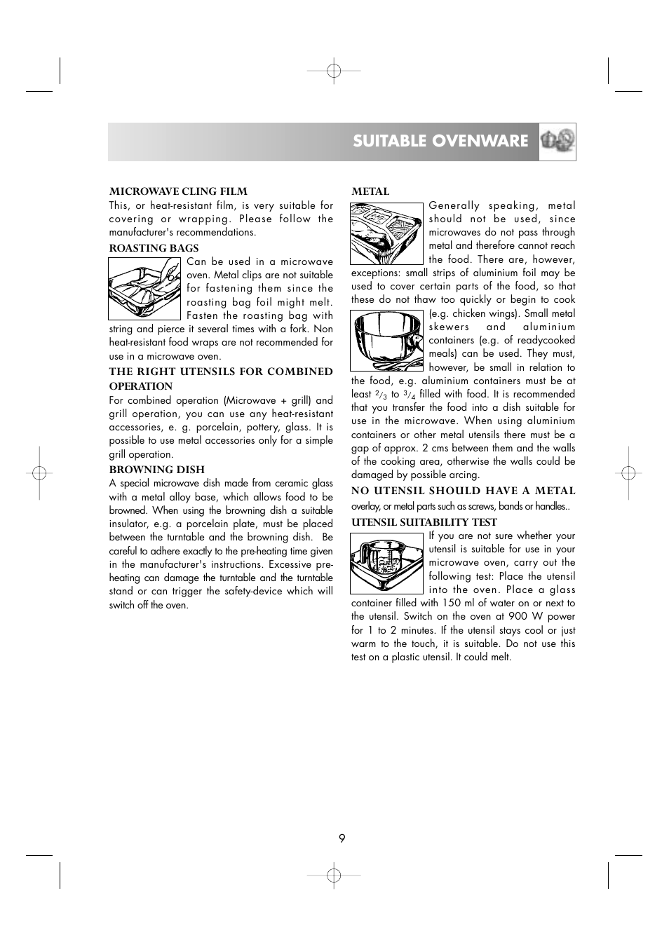 Suitable ovenware | Zanussi ZM266STG User Manual | Page 11 / 56