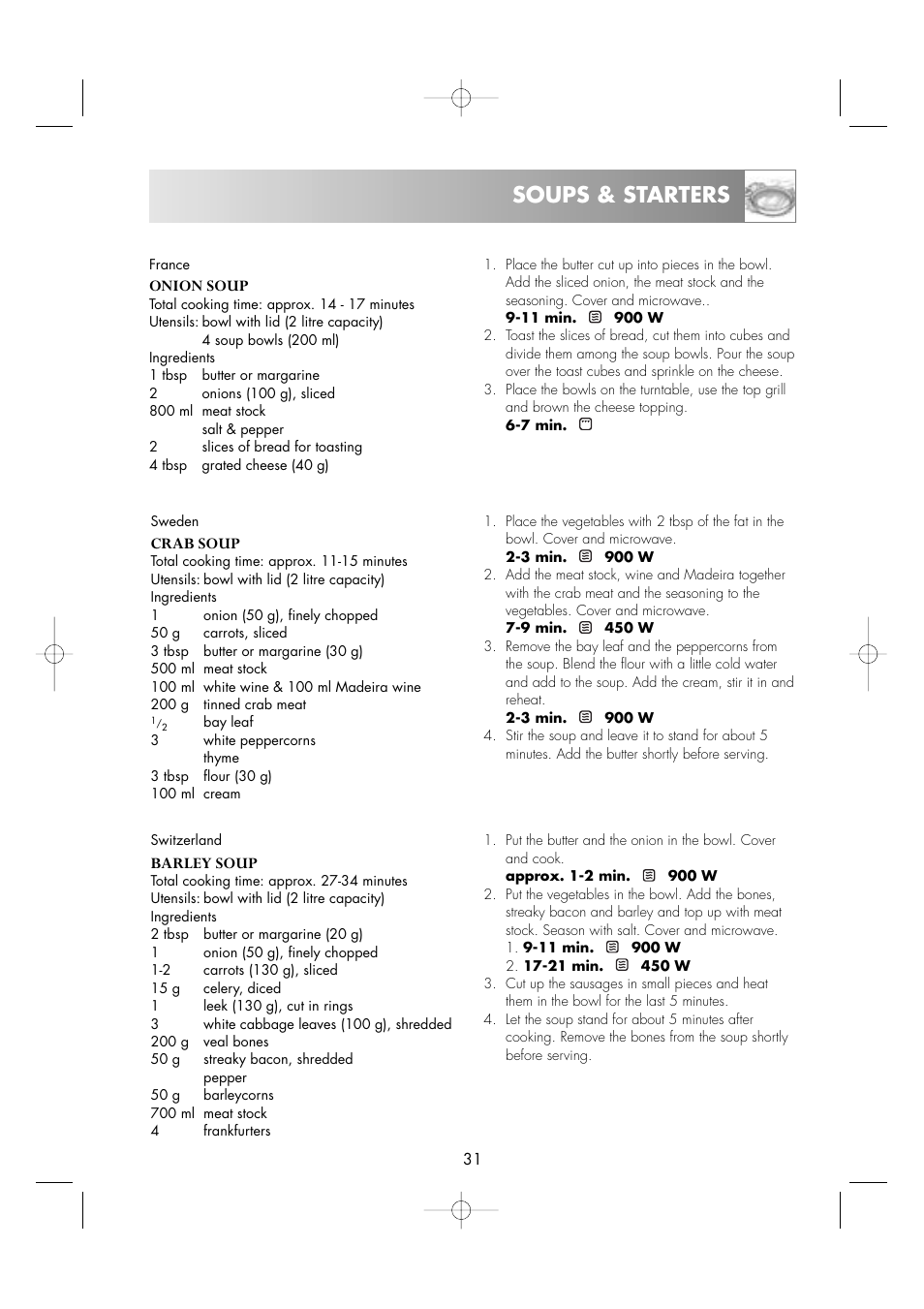 Soups & starters | Zanussi ZM266STG User Manual | Page 33 / 56