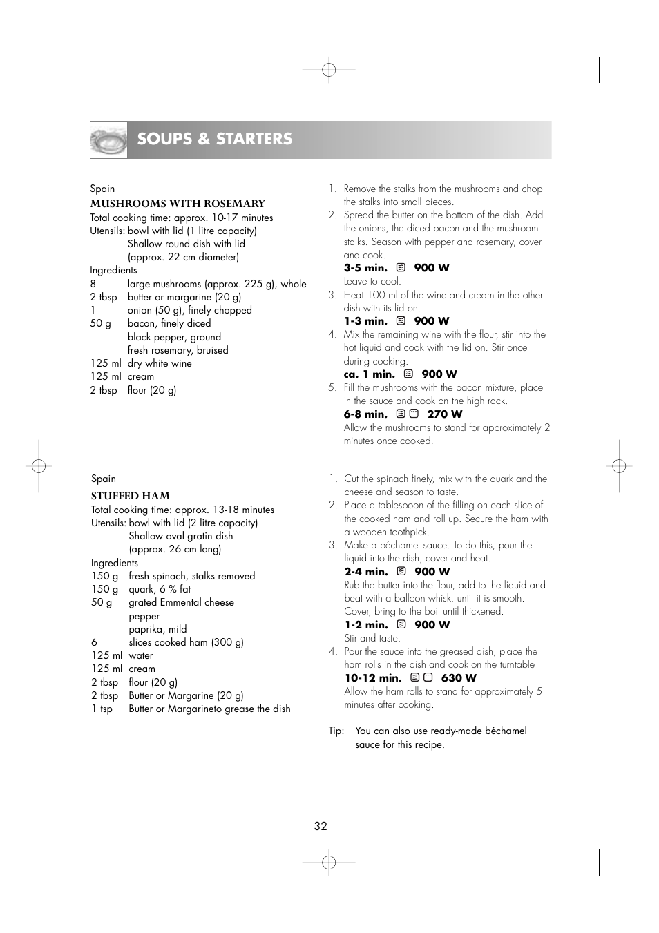 Soups & starters | Zanussi ZM266STG User Manual | Page 34 / 56