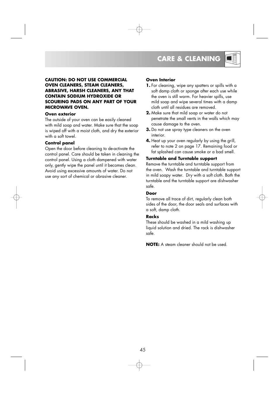 Care & cleaning | Zanussi ZM266STG User Manual | Page 47 / 56