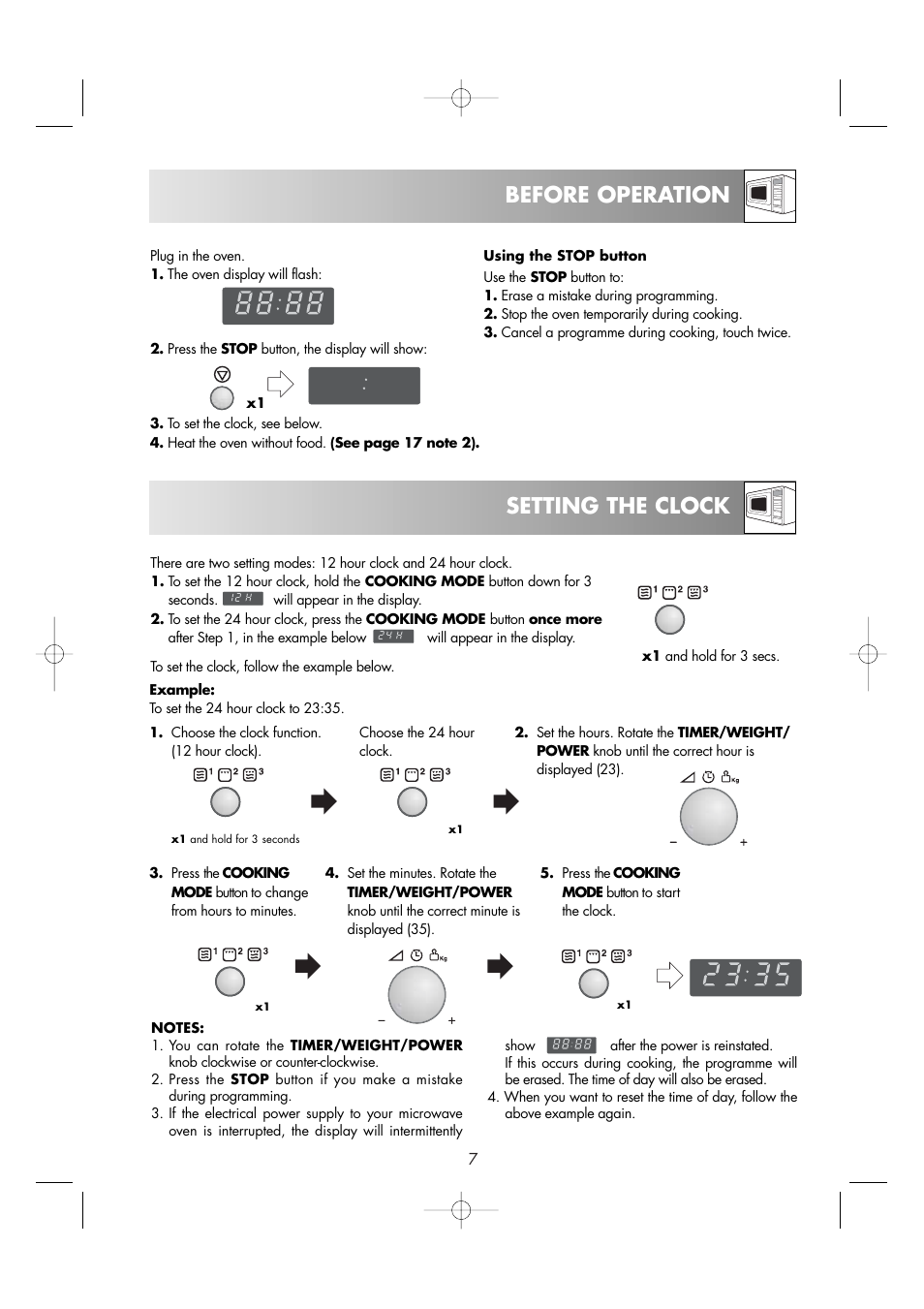 Before operation setting the clock | Zanussi ZM266STG User Manual | Page 9 / 56