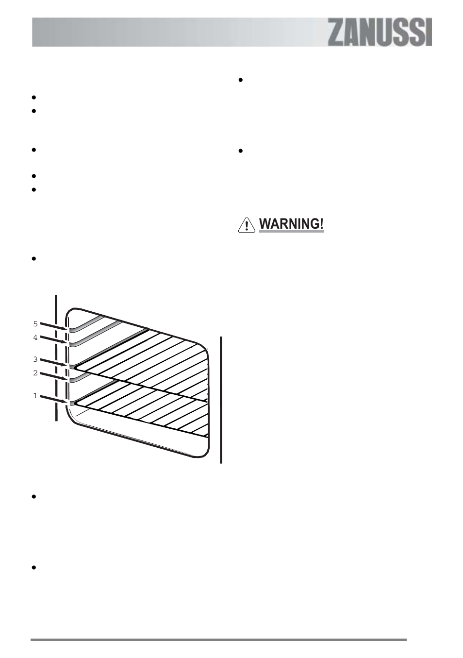 Hints and tips, Warning | Zanussi ZKC 6000W User Manual | Page 15 / 32
