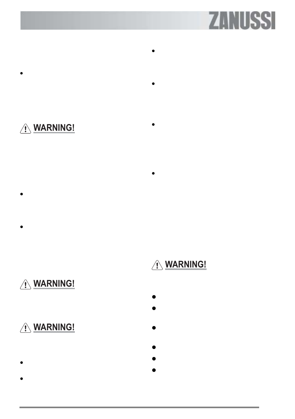 Cleaning the door(s), Warning | Zanussi ZKC 6000W User Manual | Page 24 / 32