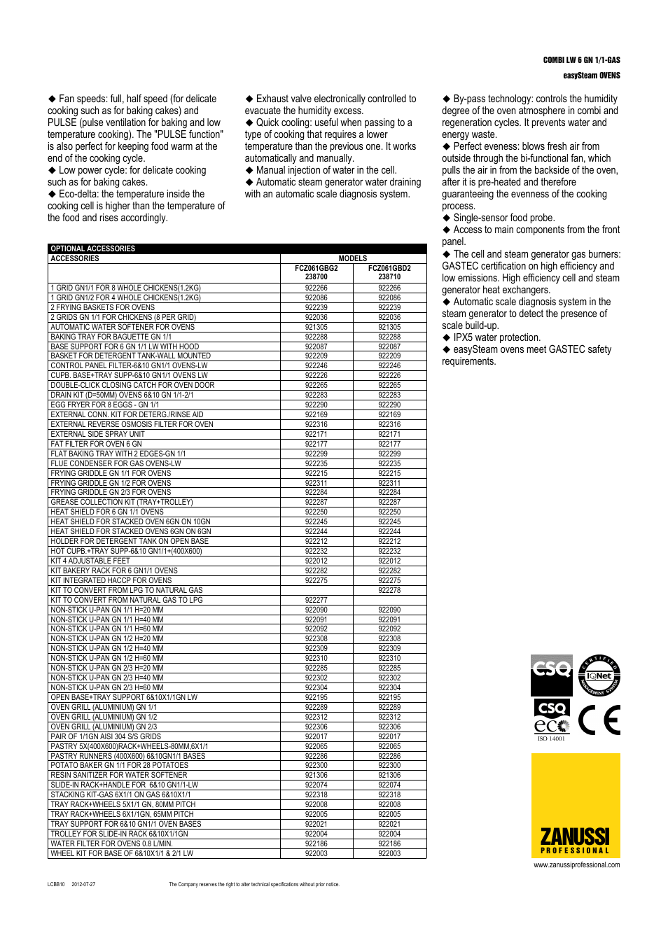 Zanussi | Zanussi easySteam FCZ061GBG User Manual | Page 2 / 3