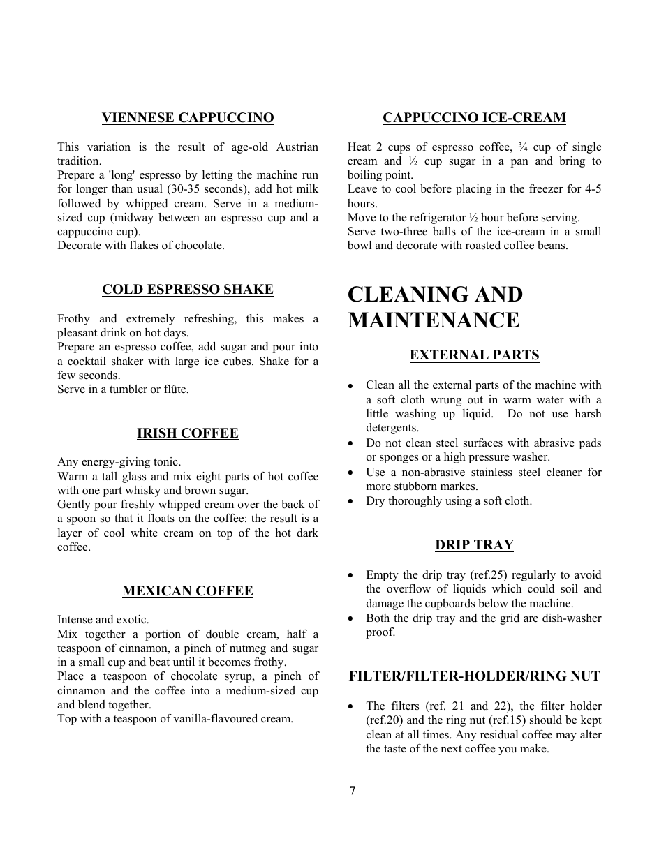 Cleaning and maintenance | Zanussi ZCOF636X User Manual | Page 8 / 24