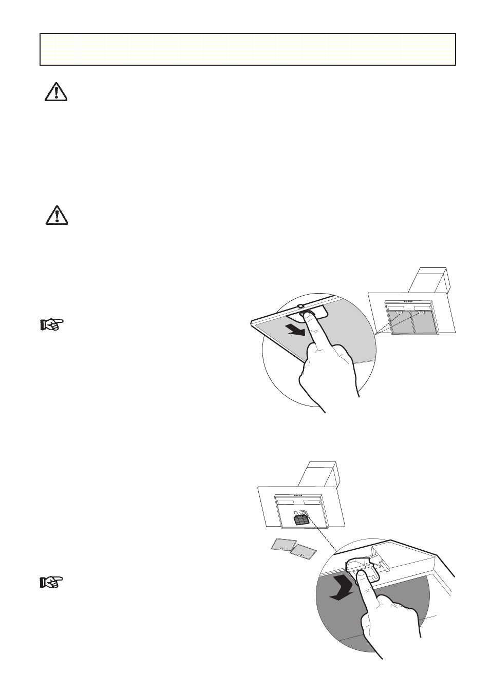 Maintenance and cleaning, External cleaning, Metal grease filters | Charcoal filter | Zanussi ZHC 950 User Manual | Page 7 / 20