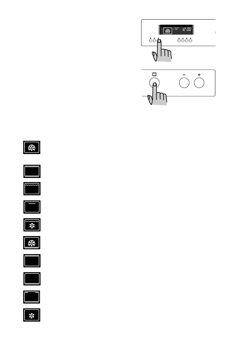 How to select a cooking function and temperature, Cooking function symbols | Zanussi ZBM 890 User Manual | Page 7 / 30