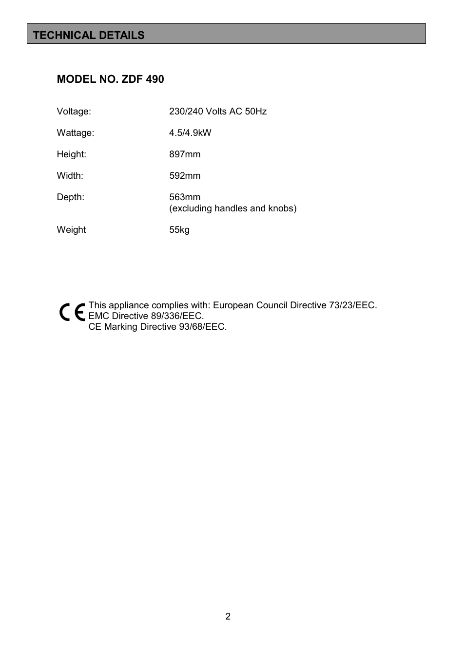 Zanussi ZDF490 User Manual | Page 2 / 36