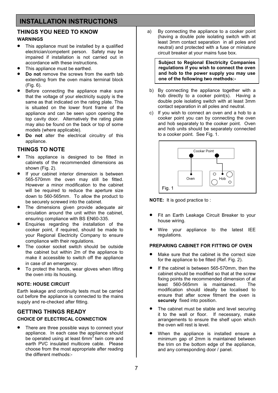 Installation instructions | Zanussi ZDF490 User Manual | Page 7 / 36