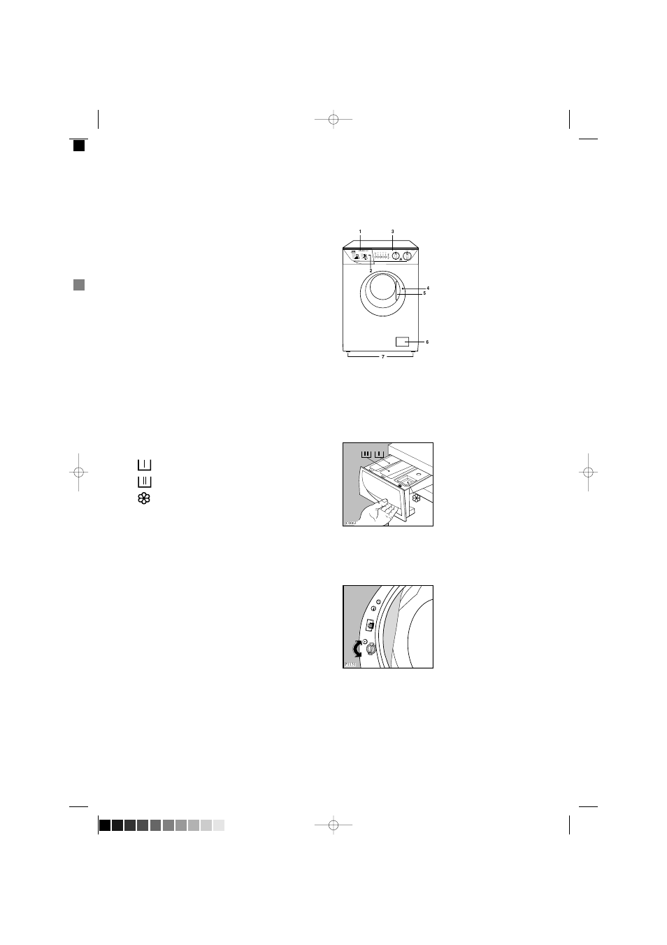 Description of the appliance, Door locked light, Detergent dispenser drawer | Child safety feature | Zanussi FS 1555 W User Manual | Page 5 / 28