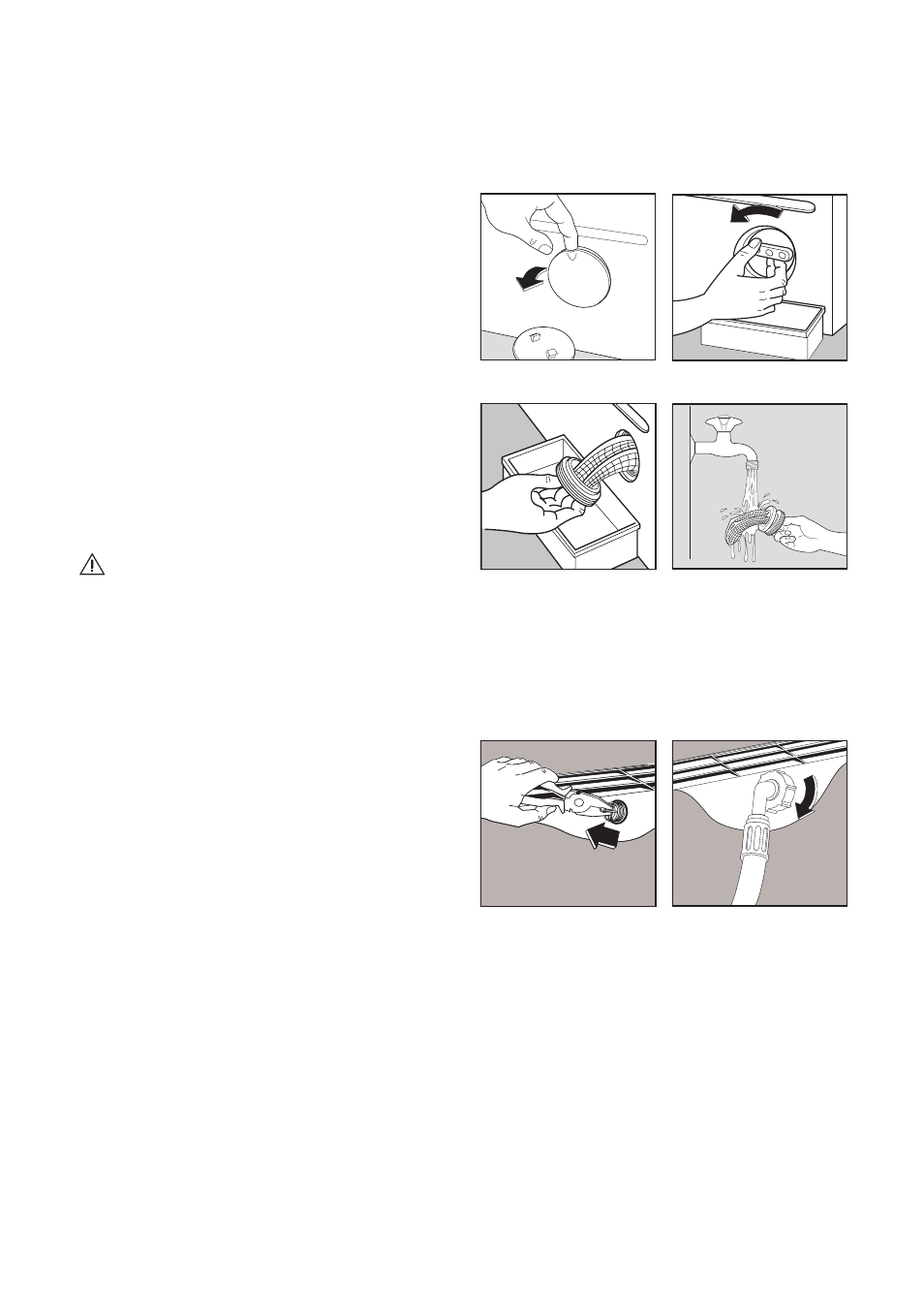 Cleaning the filter, The dangers of freezing, The water drain filter | Warning, The water inlet filter | Zanussi FLS 571 C User Manual | Page 13 / 20