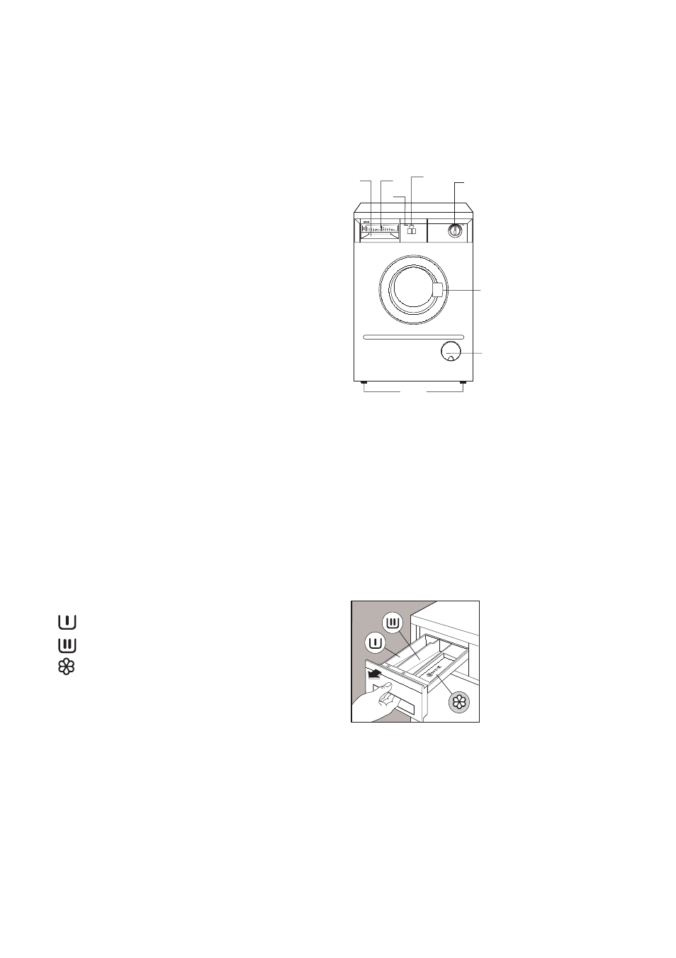 Description of the appliance, Detergent dispenser drawer | Zanussi FLS 571 C User Manual | Page 4 / 20