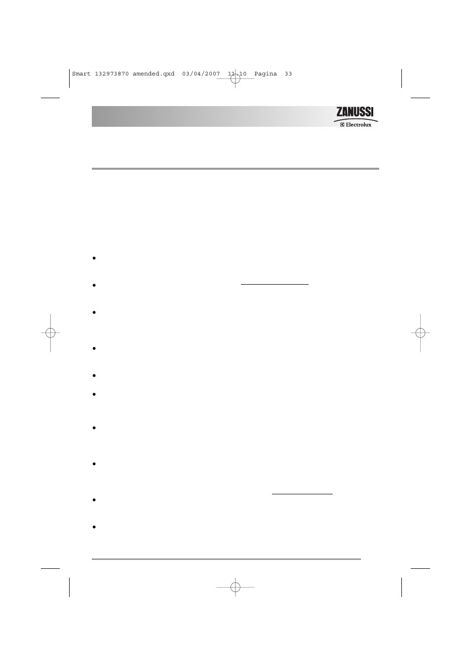 Guarantee conditions | Zanussi U31302 ZWF 16581 User Manual | Page 33 / 36